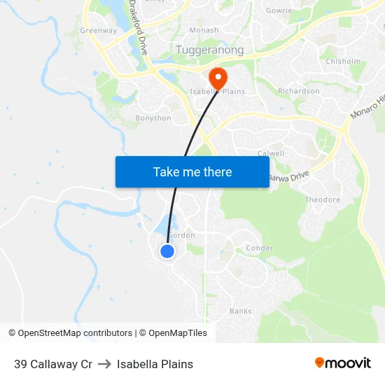 39 Callaway Cr to Isabella Plains map