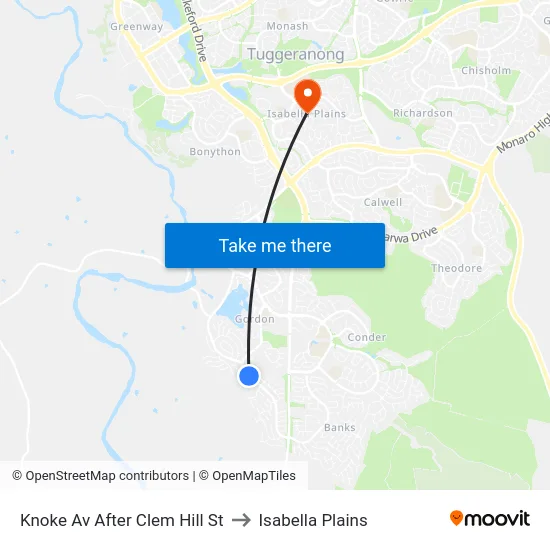 Knoke Av After Clem Hill St to Isabella Plains map