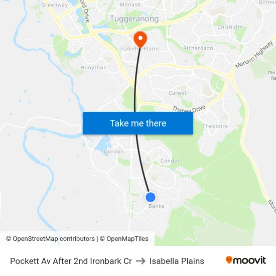 Pockett Av After 2nd Ironbark Cr to Isabella Plains map