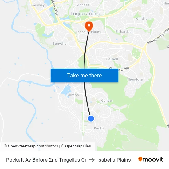 Pockett Av Before 2nd Tregellas Cr to Isabella Plains map