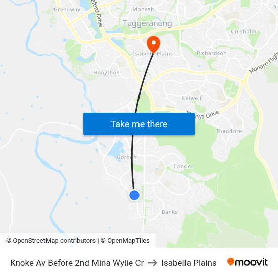 Knoke Av Before 2nd Mina Wylie Cr to Isabella Plains map