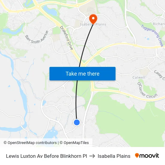 Lewis Luxton Av Before Blinkhorn Pl to Isabella Plains map