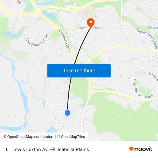 61 Lewis Luxton Av to Isabella Plains map