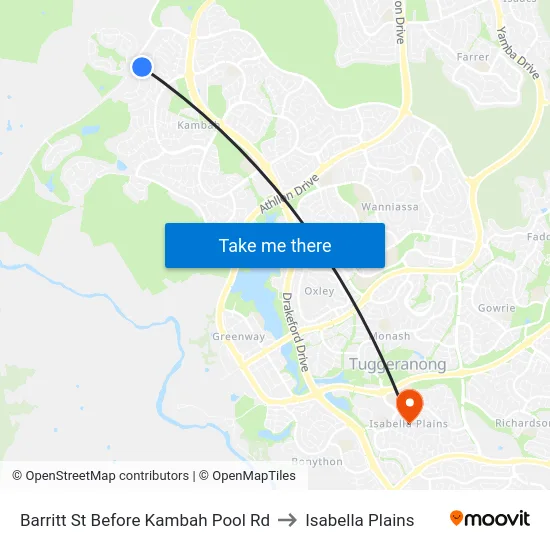 Barritt St Before Kambah Pool Rd to Isabella Plains map
