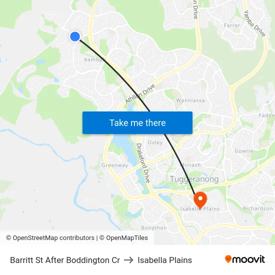 Barritt St After Boddington Cr to Isabella Plains map