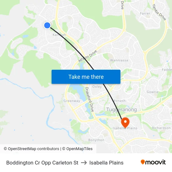 Boddington Cr Opp Carleton St to Isabella Plains map