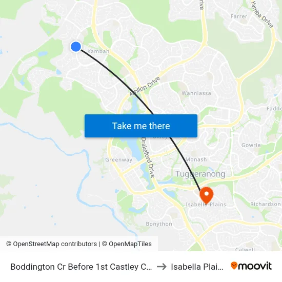 Boddington Cr Before 1st Castley Cct to Isabella Plains map