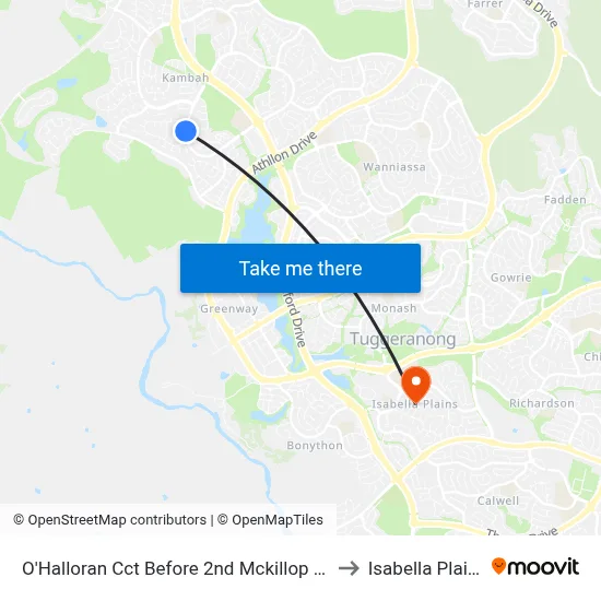 O'Halloran Cct Before 2nd Mckillop Cct to Isabella Plains map