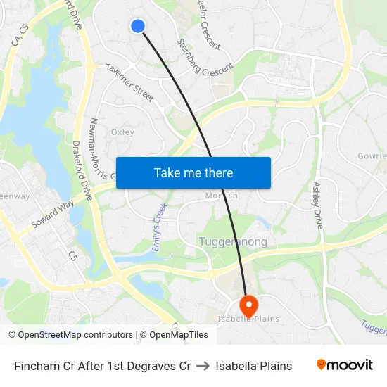 Fincham Cr After 1st Degraves Cr to Isabella Plains map