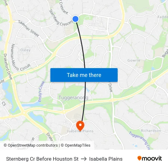Sternberg Cr Before Houston St to Isabella Plains map