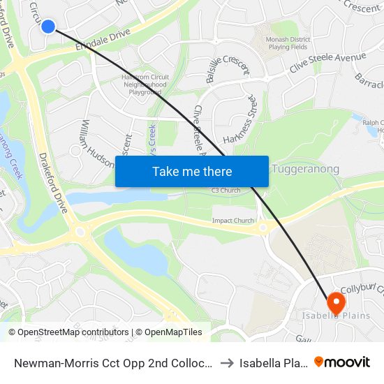 Newman-Morris Cct Opp 2nd Collocott Cr to Isabella Plains map