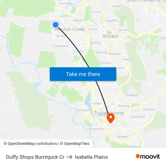 Duffy Shops Burrinjuck Cr to Isabella Plains map