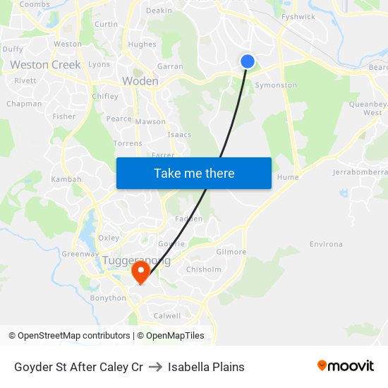 Goyder St After Caley Cr to Isabella Plains map