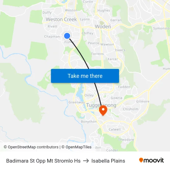 Badimara St Opp Mt Stromlo Hs to Isabella Plains map