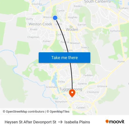 Heysen St After Devonport St to Isabella Plains map
