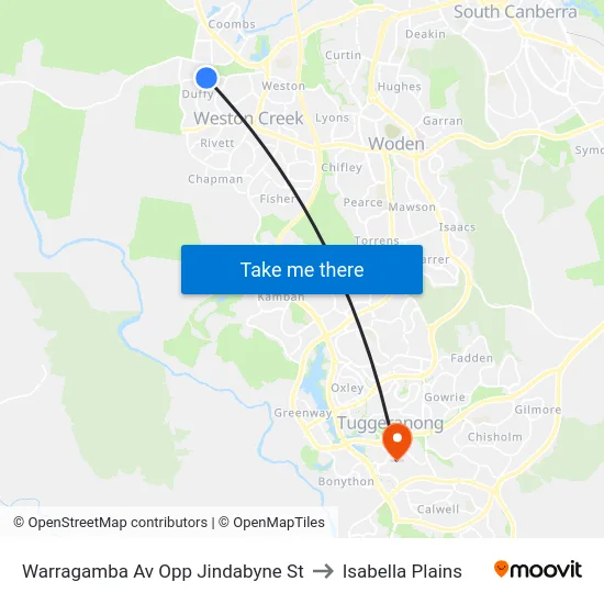 Warragamba Av Opp Jindabyne St to Isabella Plains map