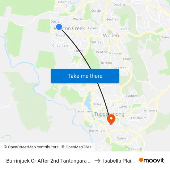Burrinjuck Cr After 2nd Tantangara St to Isabella Plains map