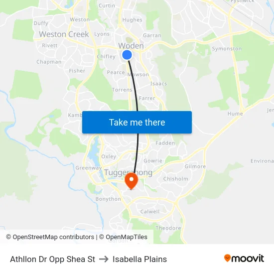 Athllon Dr Opp Shea St to Isabella Plains map