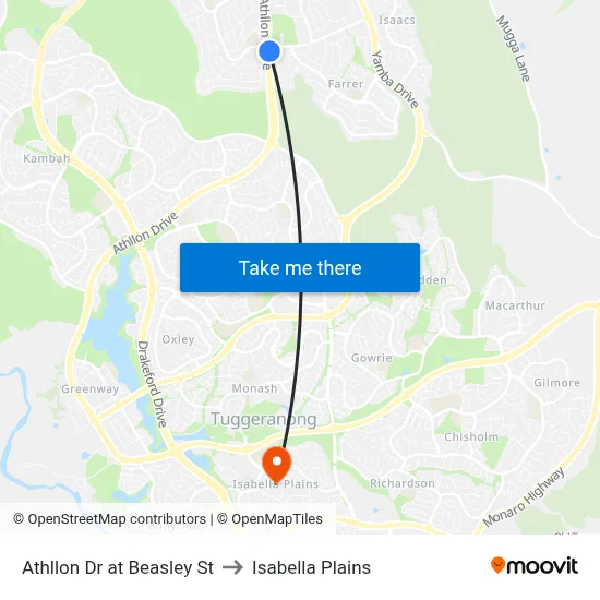 Athllon Dr at Beasley St to Isabella Plains map