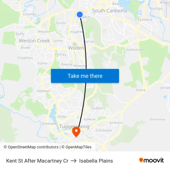 Kent St After Macartney Cr to Isabella Plains map