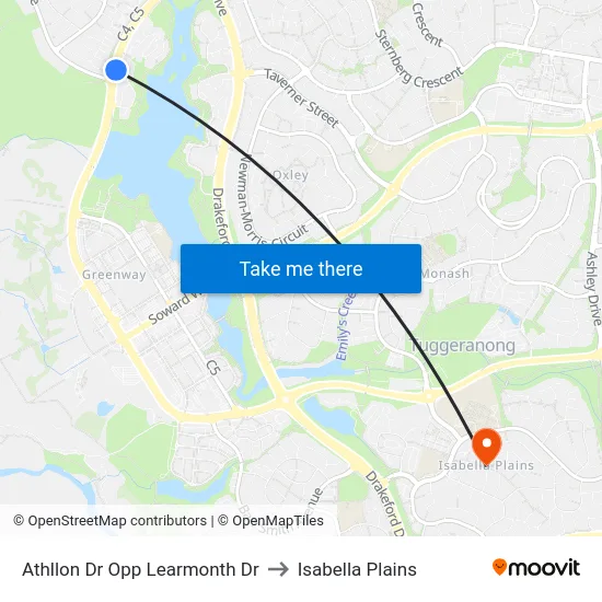 Athllon Dr Opp Learmonth Dr to Isabella Plains map