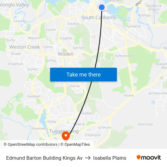 Edmund Barton Building Kings Av to Isabella Plains map