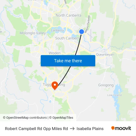 Robert Campbell Rd Opp Miles Rd to Isabella Plains map