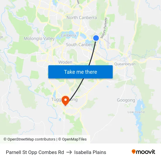 Parnell St Opp Combes Rd to Isabella Plains map