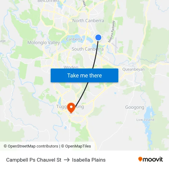 Campbell Ps Chauvel St to Isabella Plains map