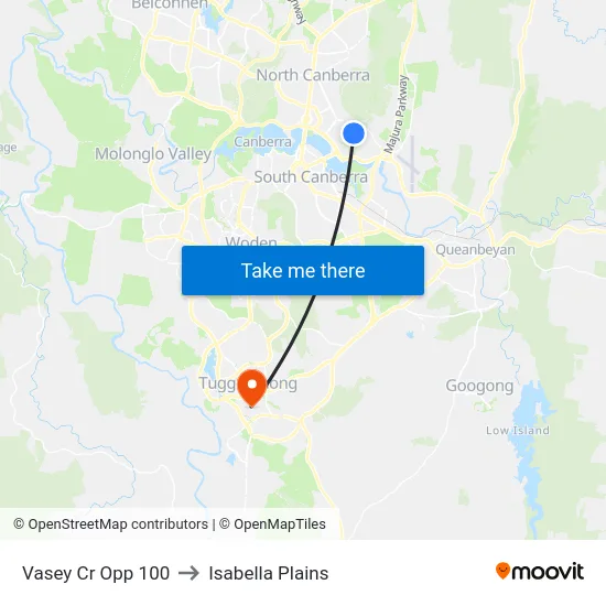 Vasey Cr Opp 100 to Isabella Plains map