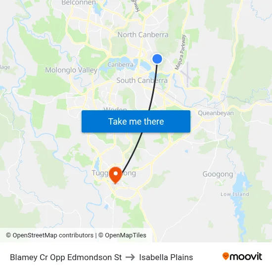 Blamey Cr Opp Edmondson St to Isabella Plains map