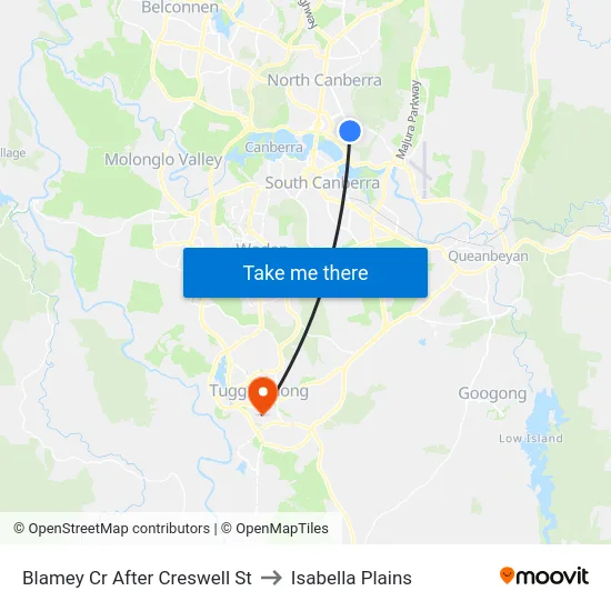 Blamey Cr After Creswell St to Isabella Plains map