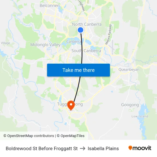 Boldrewood St Before Froggatt St to Isabella Plains map