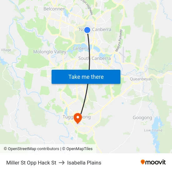 Miller St Opp Hack St to Isabella Plains map