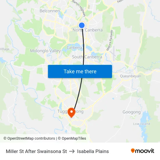 Miller St After Swainsona St to Isabella Plains map