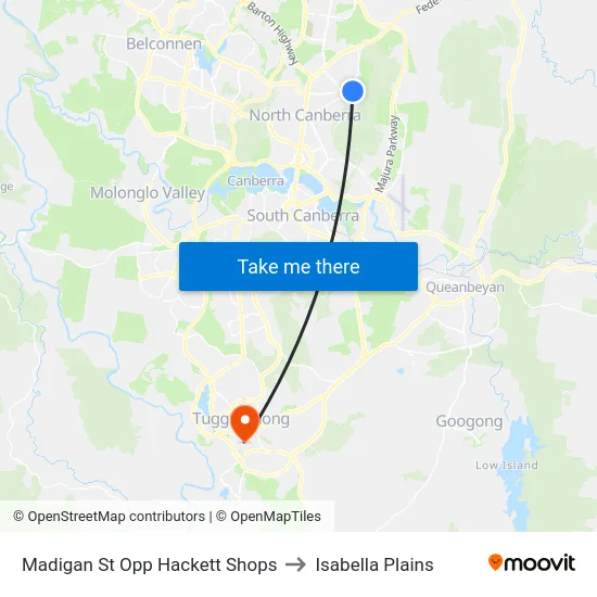 Madigan St Opp Hackett Shops to Isabella Plains map