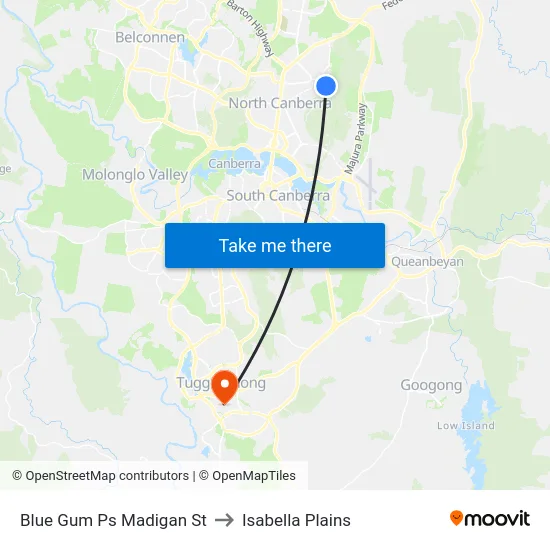 Blue Gum Ps Madigan St to Isabella Plains map