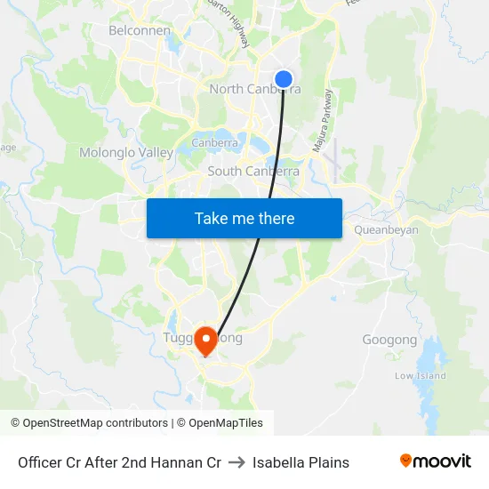 Officer Cr After 2nd Hannan Cr to Isabella Plains map