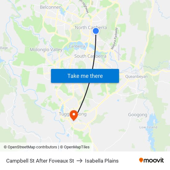 Campbell St After Foveaux St to Isabella Plains map