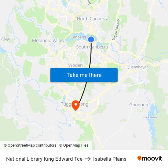 National Library King Edward Tce to Isabella Plains map