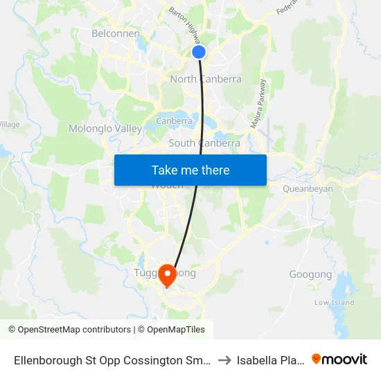 Ellenborough St Opp Cossington Smith St to Isabella Plains map