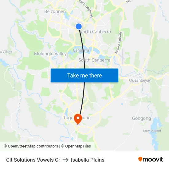 Cit Solutions Vowels Cr to Isabella Plains map