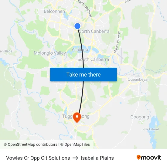 Vowles Cr Opp Cit Solutions to Isabella Plains map