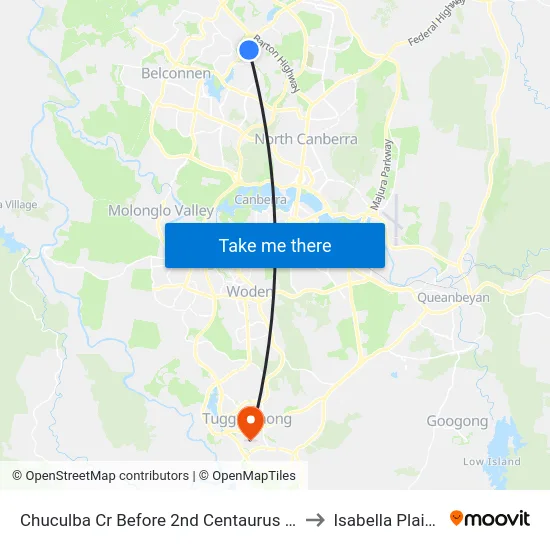 Chuculba Cr Before 2nd Centaurus St to Isabella Plains map