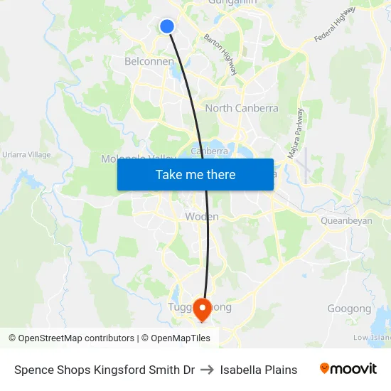 Spence Shops Kingsford Smith Dr to Isabella Plains map