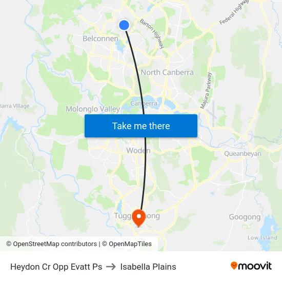 Heydon Cr Opp Evatt Ps to Isabella Plains map