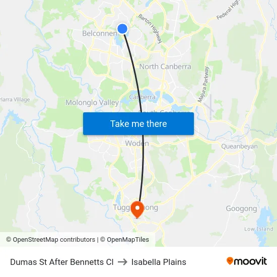 Dumas St After Bennetts Cl to Isabella Plains map