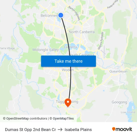 Dumas St Opp 2nd Bean Cr to Isabella Plains map