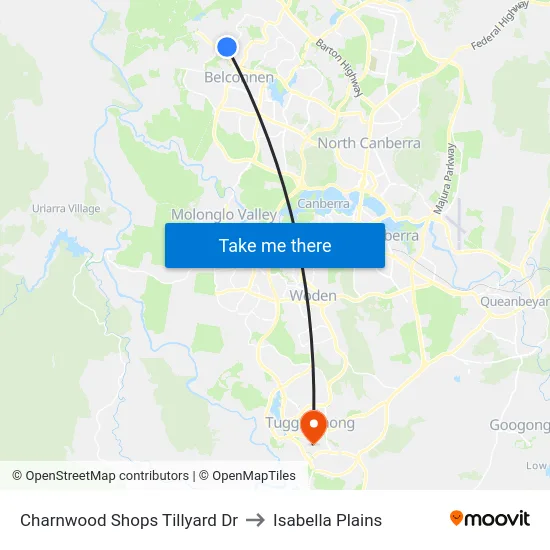 Charnwood Shops Tillyard Dr to Isabella Plains map