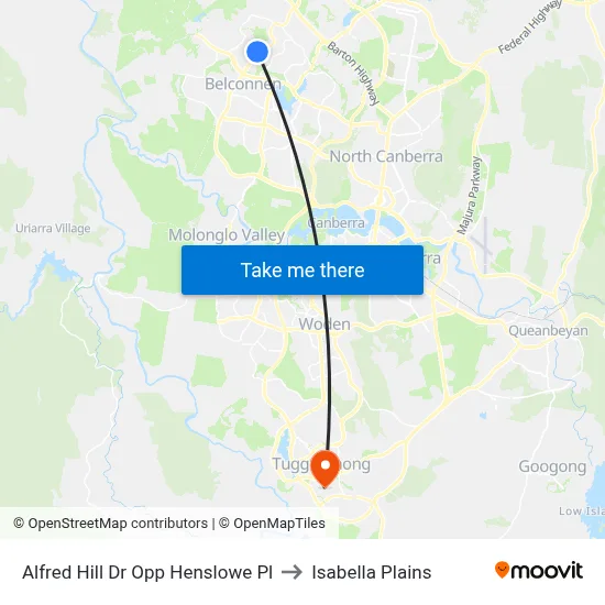 Alfred Hill Dr Opp Henslowe Pl to Isabella Plains map